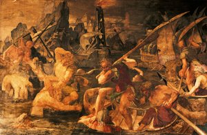 Naval combat, fresco Gallery of Francis I, Chateau de Fontainebleau (a World Heritage Site by UNESCO)
