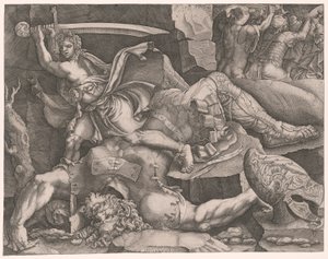 David Cutting Off Goliath