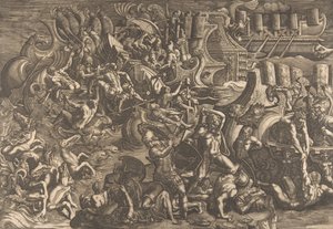 The Trojans repulsing the Greeks, 1538 by Giovanni Battista Scultori