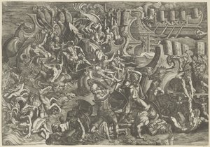Sea Battle between the Trojans and the Greeks by Giovanni Battista Scultori