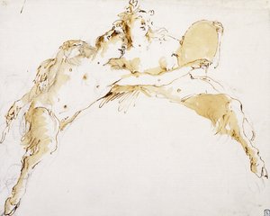 A Faun, his Left Arm Outstretched, and a Fauness holding a Tambour by Giovanni Battista Tiepolo