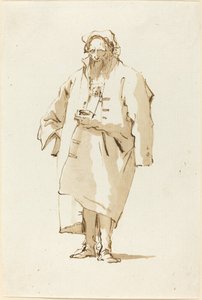 A Standing Oriental Wearing a Greatcoat by Giovanni Battista Tiepolo