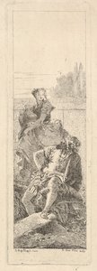 A Bearded, Seated Man Looks Over His Right Shoulder Toward a Child and Woman, ca. 1750-55