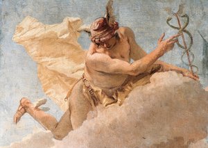 (detail) Mercury, from Mercury Exhorting Aeneas to Leave Carthage, from the Room of the Aeneid in the Palazzina, 1757