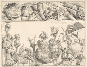 Roman Arms, Standards, and Trophies, a Composition Divided into Two Horizontal Bands by Giovanni Battista Tiepolo