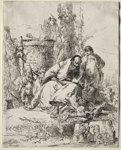 Scherzi: Seated Magician, Boy and Four Figures
