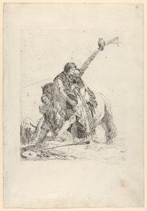 Three Men standing beside a Horse