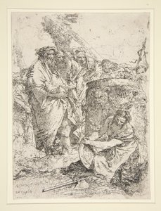 Woman Kneeling and Holding a Dish, from the series Scherzi by Giovanni Battista Tiepolo