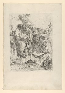 Woman Kneeling in Front of Magicians and Other Figures, from the Scherzi by Giovanni Battista Tiepolo