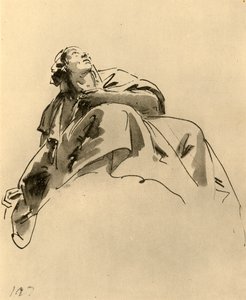 Woman Sitting, Seen Obliquely from Below