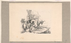 Woman with an Infant Satyr, from the Vari Capricci by Giovanni Battista Tiepolo