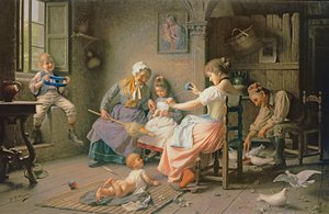 Helping Mother by Giovanni Battista Torriglia