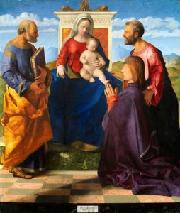 Madonna and Child Enthroned with Saints Peter and Paul and a Donor by Giovanni Bellini