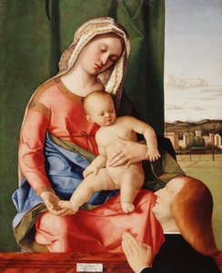 The Madonna and Child with a Male Donor, a Landscape Beyond
