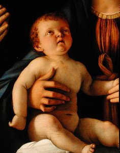 Virgin and Child with St. Catherine and Mary Magdalene (detail)