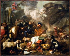The Sacrifice of Noe After the Deluge by Giovanni Benedetto Castiglione (1610-1665) 17th Century Genes, Musei di Strada Nuova