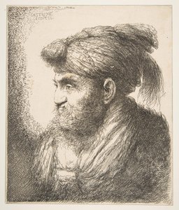 Man wearing a turban facing left, from the series of Large Oriental Heads