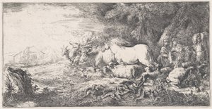 Noah and the animals entering the ark, ca. 1650-55 by Giovanni Benedetto Castiglione