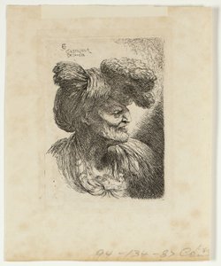 Old Man Wearing a Turban Ornamented with Fur, Facing Right, from Small Studies of Heads in Oriental Headdress by Giovanni Benedetto Castiglione