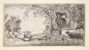 Pan Seated Opposite a Vase by Giovanni Benedetto Castiglione