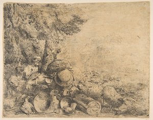 Two Shepherds, a Donkey, and Other Animals in a Landscape, ca. 1638-1640