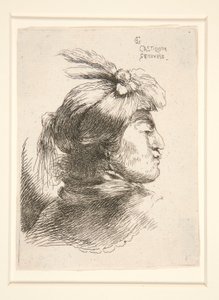 Young Man without a Beard, Seen in Profile, Turned to Right, from the Series Les Petites Tetes by Giovanni Benedetto Castiglione