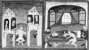 Decameron, Andreuccio falls into the latrines; Andreuccio helps to plunder the bishop