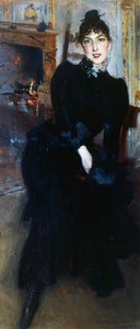 Alaide Banti at the fireplace by Giovanni Boldini
