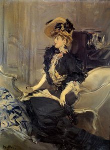Belle Epoque: The Visit (Elegant Young Woman in Evening Dress) by Giovanni Boldini