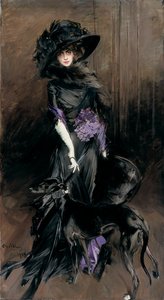 Portrait of the Marchesa Luisa Casati with a greyhound by Giovanni Boldini