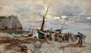 Return of the Fishing Boats, Étretat. 1879