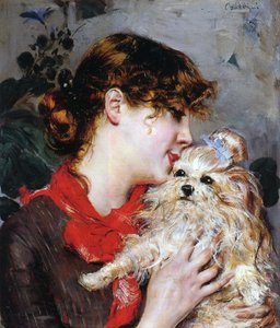 The actress Rejane and her dog, c.1885
