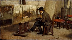 The Painter Giovanni Fattori in His Workshop (attributed to Giovanni Boldini, 1863-1869) by Giovanni Boldini