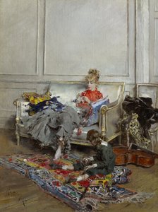 Young Woman Crocheting by Giovanni Boldini