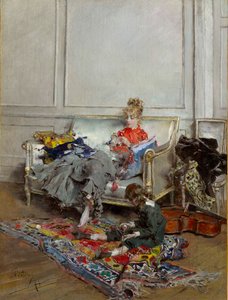 Young Woman Crocheting by Giovanni Boldini