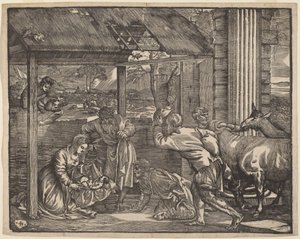 The Adoration of the Shepherds by Giovanni Britto after Titian