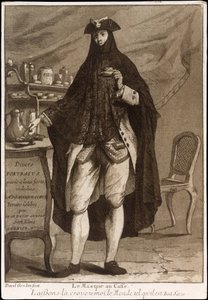 A man wearing a mask drinking a cup of coffee by Giovanni David