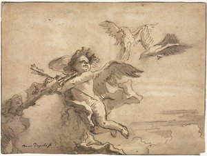 Cupid Blindfolded and Two Doves, 1757 or after by Giovanni Domenico Tiepolo