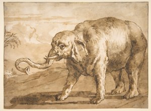 Elephant in a Landscape by Giovanni Domenico Tiepolo