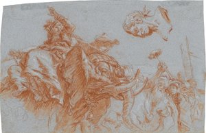 Figure of Asia, Roman Emperor; verso: Sketch of the River God Nile