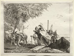 Flight into Egypt: The Holy Family, Disembarking by Giovanni Domenico Tiepolo