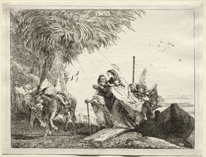 Flight into Egypt: The Holy Family, Disembarking by Giovanni Domenico Tiepolo