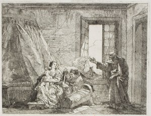 Joseph Tells Mary of Their Forthcoming Departure, plate four from The Flight into Egypt by Giovanni Domenico Tiepolo