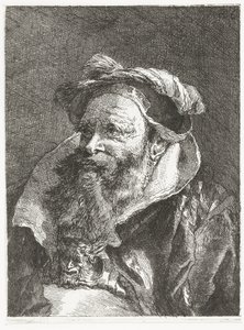 Man with Satyr Head on Buckle (Collection of Heads) by Giovanni Domenico Tiepolo