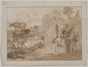 Sheep and Cows by Giovanni Domenico Tiepolo
