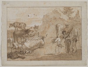 Sheep and Cows by Giovanni Domenico Tiepolo