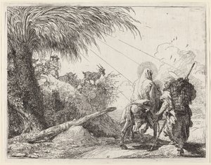 The Flight, Holy Family at the Right, Joseph Looking to the Left by Giovanni Domenico Tiepolo