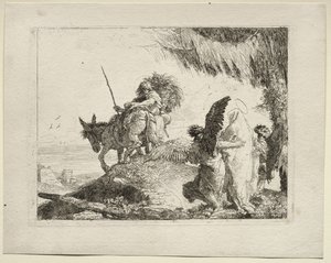 The Flight into Egypt: The Flight with the Madonna at Right Supported by Angels by Giovanni Domenico Tiepolo