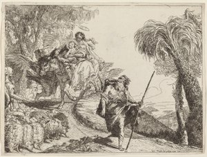 The Flight with Joseph in the Foreground by Giovanni Domenico Tiepolo