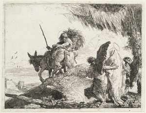 The Flight, with Madonna at Right Supported by Angels by Giovanni Domenico Tiepolo